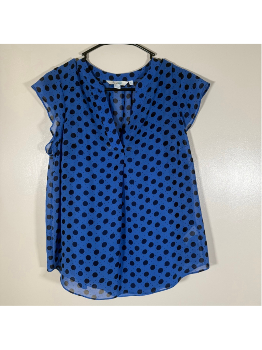Boden Sheer Blue Black Polka Dot Camisole Blouse 8